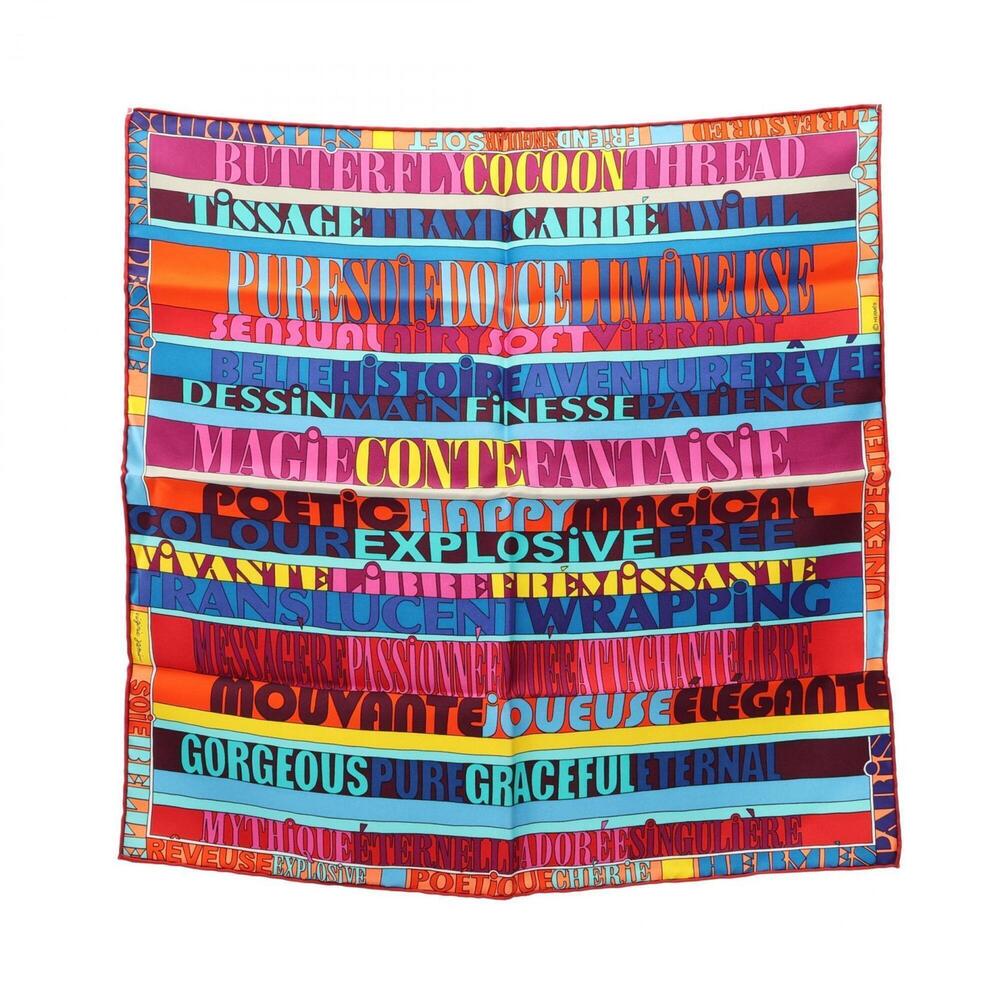 Hermes Petit Carré 40 Mots de Soie Scarf Muffler Silk Women's Multicolor